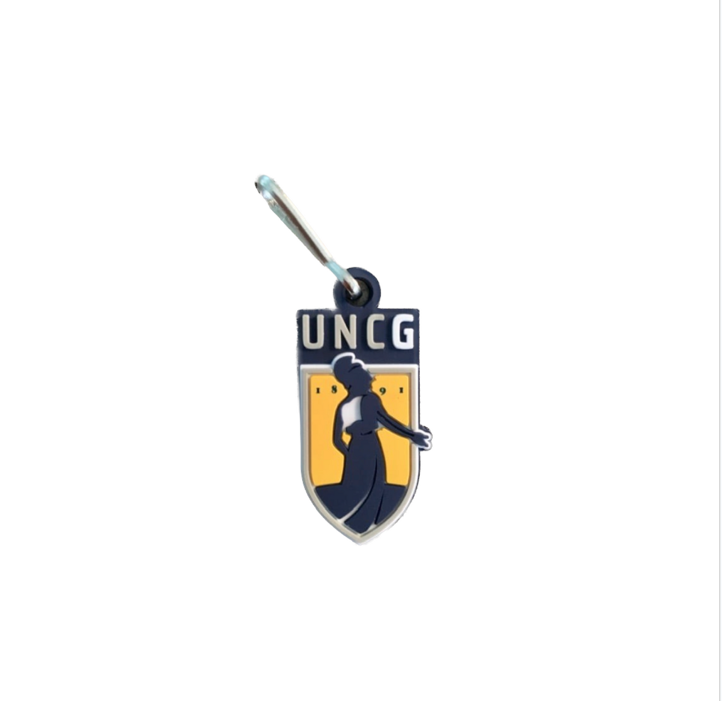 Zipper Pull - UNCG Minerva Emblem logo in soft PVC material (1.5" size)