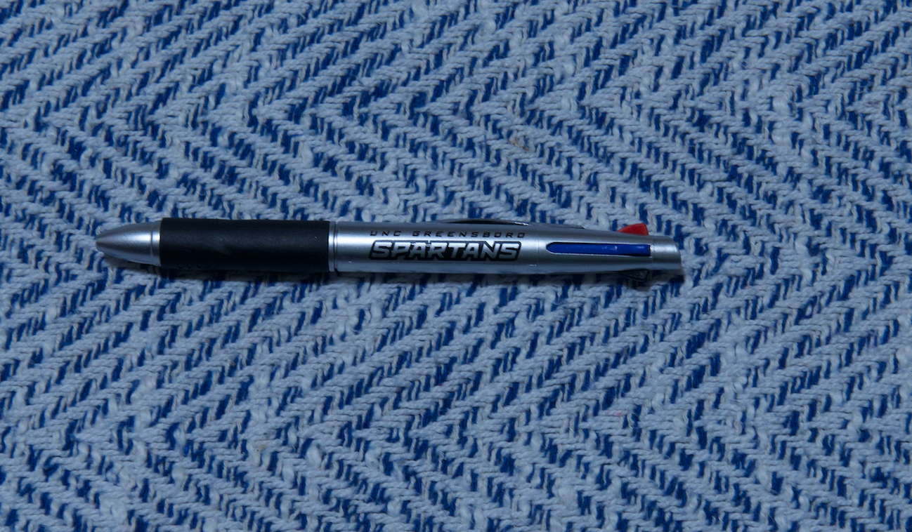 Enterprise Pen in silver with black trim with logo
