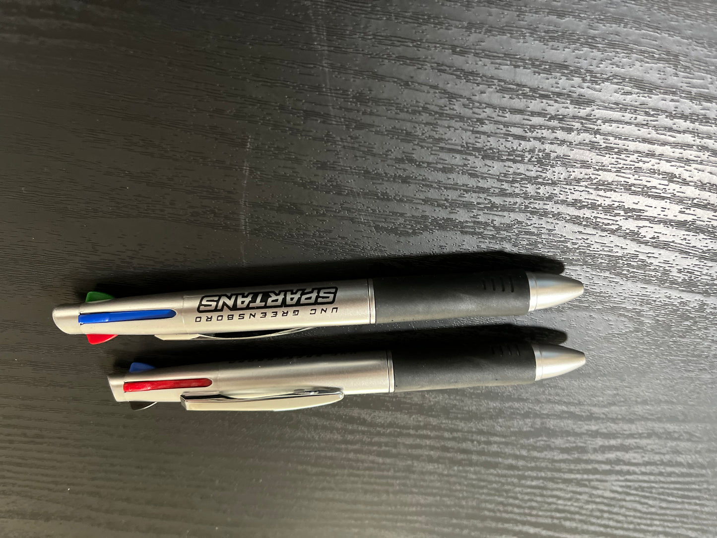 Enterprise Pen in silver with black trim with logo