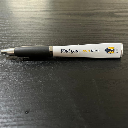 Pen, White, soft-grip, 3-sided with UNCG + FYWH logos