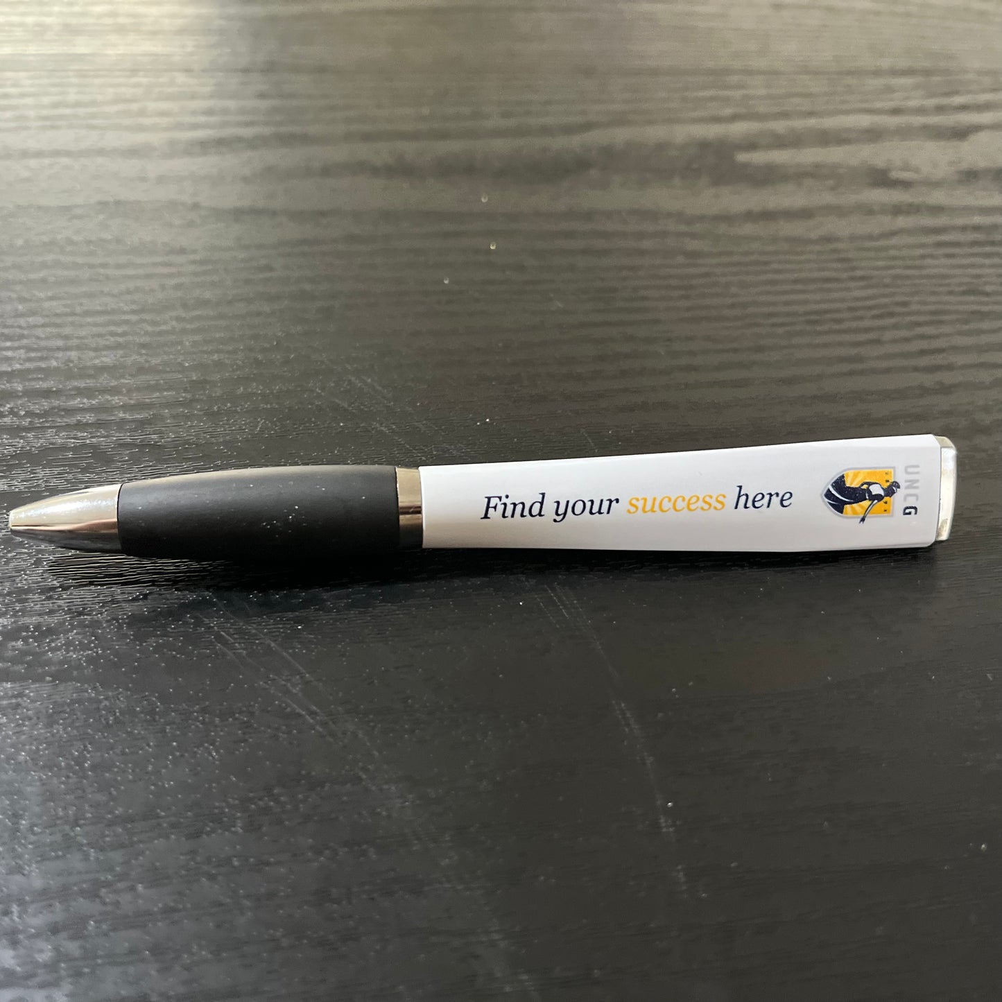 Pen, White, soft-grip, 3-sided with UNCG + FYWH logos