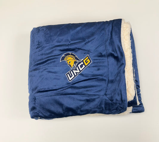 Navy Mink Sherpa UNCG Blanket