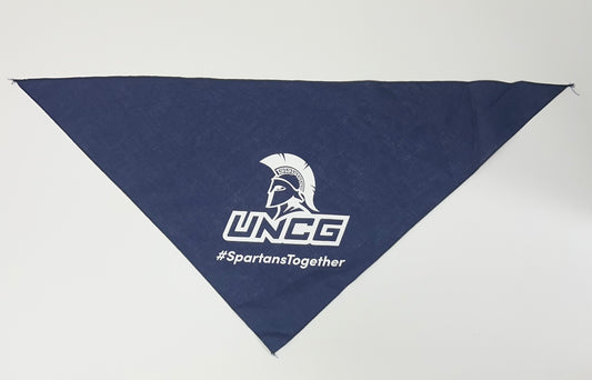 Navy Medium-Large Pet Bandana - #SpartansTogether with Spartan logo